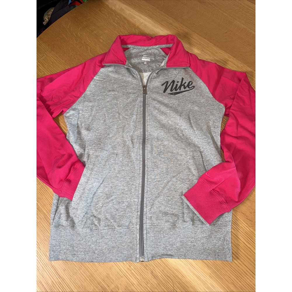 Nike Women's Size Medium Pink And Gray Full Zip Jacket Swoosh